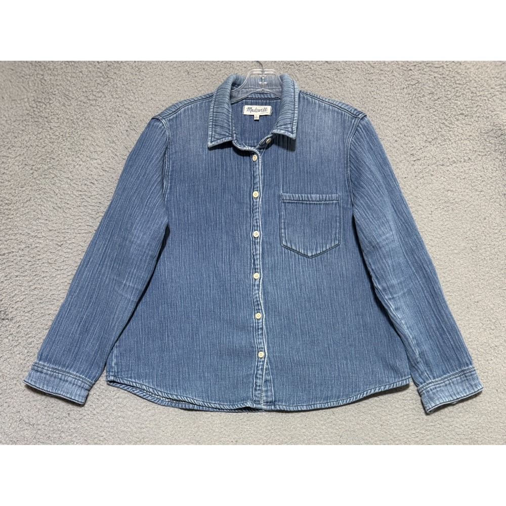 Madewell Chambray Boyfriend Button up Shirt Mazzy Wash Denim Size Large